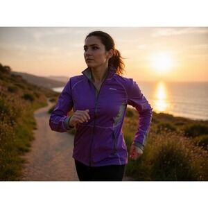 Patagonia Women's Purple Running Jacket Lightweight‎ Zip Up Size L athlesiure